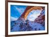 Snowy Sunset at North Window, Arches National Park, Utah Windows Section-Tom Till-Framed Photographic Print