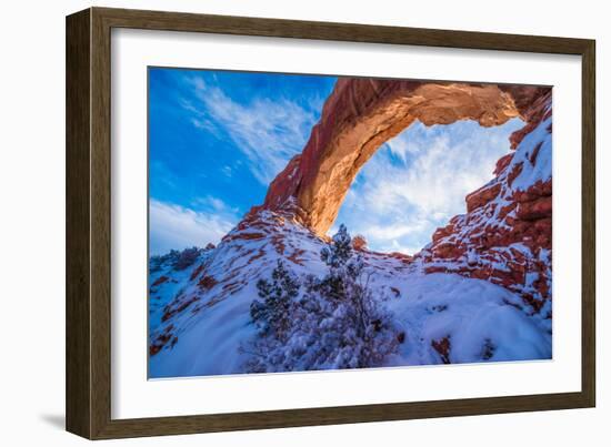 Snowy Sunset at North Window, Arches National Park, Utah Windows Section-Tom Till-Framed Photographic Print