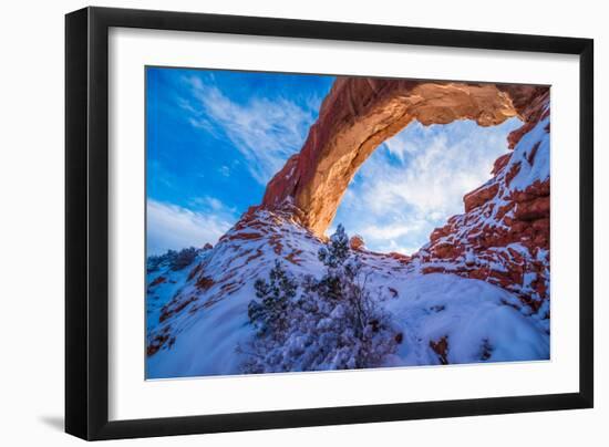 Snowy Sunset at North Window, Arches National Park, Utah Windows Section-Tom Till-Framed Photographic Print
