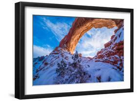 Snowy Sunset at North Window, Arches National Park, Utah Windows Section-Tom Till-Framed Photographic Print