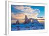 Snowy Sunset at Turret Arch, Arches National Park, Utah Windows Section-Tom Till-Framed Photographic Print