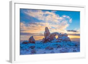 Snowy Sunset at Turret Arch, Arches National Park, Utah Windows Section-Tom Till-Framed Photographic Print