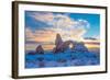 Snowy Sunset at Turret Arch, Arches National Park, Utah Windows Section-Tom Till-Framed Photographic Print