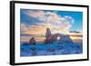 Snowy Sunset at Turret Arch, Arches National Park, Utah Windows Section-Tom Till-Framed Photographic Print