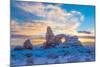 Snowy Sunset at Turret Arch, Arches National Park, Utah Windows Section-Tom Till-Mounted Photographic Print