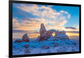 Snowy Sunset at Turret Arch, Arches National Park, Utah Windows Section-Tom Till-Framed Photographic Print