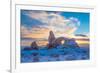 Snowy Sunset at Turret Arch, Arches National Park, Utah Windows Section-Tom Till-Framed Photographic Print