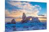 Snowy Sunset at Turret Arch, Arches National Park, Utah Windows Section-Tom Till-Mounted Photographic Print