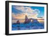 Snowy Sunset at Turret Arch, Arches National Park, Utah Windows Section-Tom Till-Framed Photographic Print