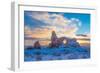 Snowy Sunset at Turret Arch, Arches National Park, Utah Windows Section-Tom Till-Framed Photographic Print