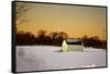 Snowy Sunset in Sag Harbor NY-null-Framed Stretched Canvas