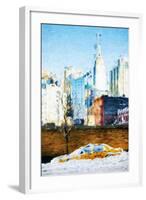 Snowy Taxi - In the Style of Oil Painting-Philippe Hugonnard-Framed Giclee Print