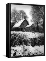 Snowy Thatched Cottage-null-Framed Stretched Canvas