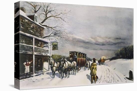 Snowy Turnpike, 1795-Carl Rakeman-Stretched Canvas