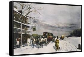 Snowy Turnpike, 1795-Carl Rakeman-Framed Stretched Canvas