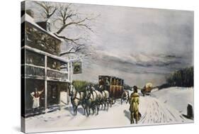 Snowy Turnpike, 1795-Carl Rakeman-Stretched Canvas