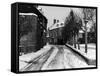 Snowy Victorian Houses-null-Framed Stretched Canvas