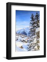 Snowy Woods and Mountain Huts Framed by the Winter Sunset, Bettmeralp, District of Raron-Roberto Moiola-Framed Photographic Print