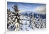 Snowy Woods and Mountain Huts Framed by the Winter Sunset, Bettmeralp, District of Raron-Roberto Moiola-Framed Premium Photographic Print