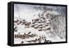 Snowy Woods Frame the Typical Alpine Village and Ski Resort, Bettmeralp, District of Raron-Roberto Moiola-Framed Stretched Canvas