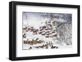 Snowy Woods Frame the Typical Alpine Village and Ski Resort, Bettmeralp, District of Raron-Roberto Moiola-Framed Photographic Print