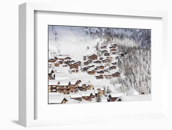 Snowy Woods Frame the Typical Alpine Village and Ski Resort, Bettmeralp, District of Raron-Roberto Moiola-Framed Photographic Print