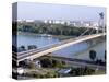 Snp Bridge Spans Danube River, Bratislava-Richard Nebesky-Stretched Canvas