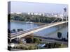 Snp Bridge Spans Danube River, Bratislava-Richard Nebesky-Stretched Canvas