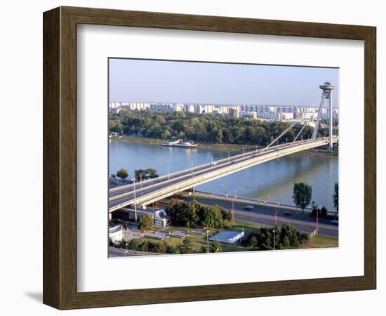 Snp Bridge Spans Danube River, Bratislava-Richard Nebesky-Framed Photographic Print