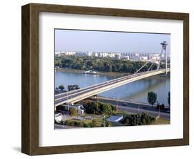 Snp Bridge Spans Danube River, Bratislava-Richard Nebesky-Framed Photographic Print