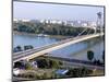 Snp Bridge Spans Danube River, Bratislava-Richard Nebesky-Mounted Photographic Print