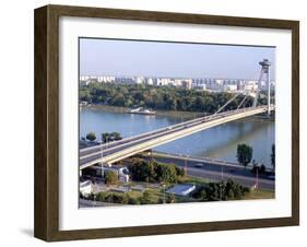 Snp Bridge Spans Danube River, Bratislava-Richard Nebesky-Framed Photographic Print