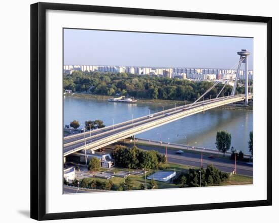 Snp Bridge Spans Danube River, Bratislava-Richard Nebesky-Framed Photographic Print