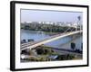 Snp Bridge Spans Danube River, Bratislava-Richard Nebesky-Framed Photographic Print