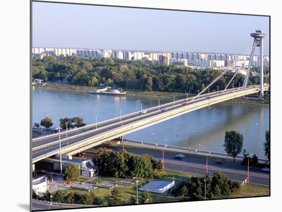 Snp Bridge Spans Danube River, Bratislava-Richard Nebesky-Mounted Photographic Print