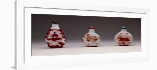 Snuff Bottles in Milky Glass Decorated in Red, Yangzhou School-null-Framed Giclee Print