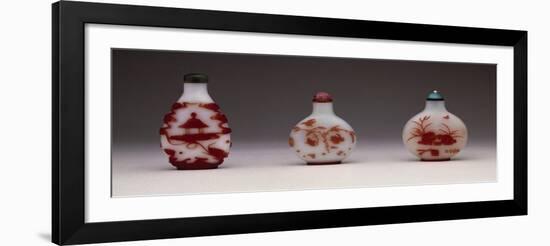 Snuff Bottles in Milky Glass Decorated in Red, Yangzhou School-null-Framed Giclee Print