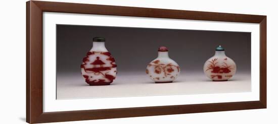 Snuff Bottles in Milky Glass Decorated in Red, Yangzhou School-null-Framed Giclee Print