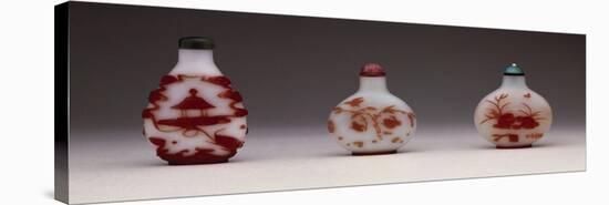 Snuff Bottles in Milky Glass Decorated in Red, Yangzhou School-null-Stretched Canvas