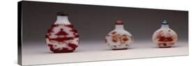 Snuff Bottles in Milky Glass Decorated in Red, Yangzhou School-null-Stretched Canvas