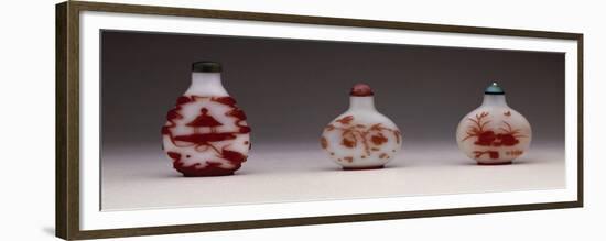 Snuff Bottles in Milky Glass Decorated in Red, Yangzhou School-null-Framed Giclee Print