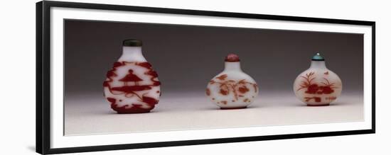 Snuff Bottles in Milky Glass Decorated in Red, Yangzhou School-null-Framed Giclee Print