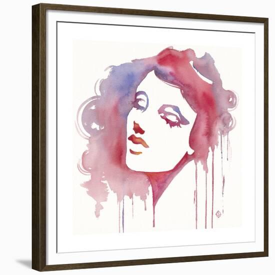 So She Flows (Watercolor portrait)-Sillier than Sally-Framed Giclee Print