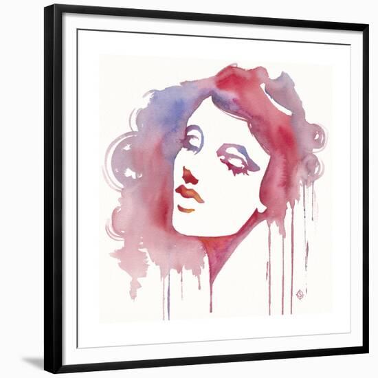 So She Flows (Watercolor portrait)-Sillier than Sally-Framed Giclee Print