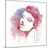 So She Flows (Watercolor portrait)-Sillier than Sally-Mounted Giclee Print