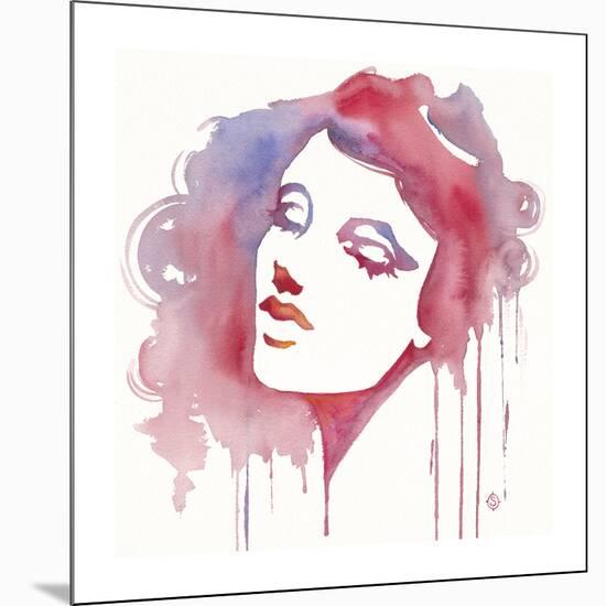 So She Flows (Watercolor portrait)-Sillier than Sally-Mounted Giclee Print