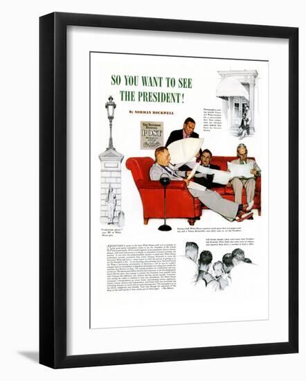 "So You Want to See the President" A, November 13,1943-Norman Rockwell-Framed Giclee Print