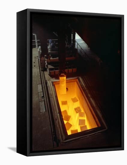 Soaking Pits with Red Hot Steel Ingots, Sheffield, South Yorkshire, 1965-Michael Walters-Framed Stretched Canvas