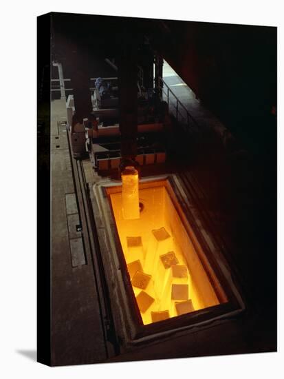 Soaking Pits with Red Hot Steel Ingots, Sheffield, South Yorkshire, 1965-Michael Walters-Stretched Canvas