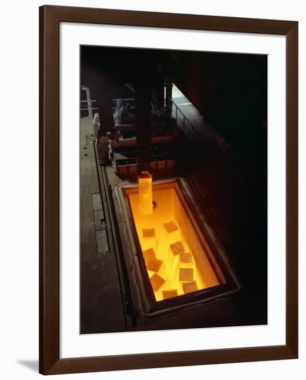 Soaking Pits with Red Hot Steel Ingots, Sheffield, South Yorkshire, 1965-Michael Walters-Framed Photographic Print